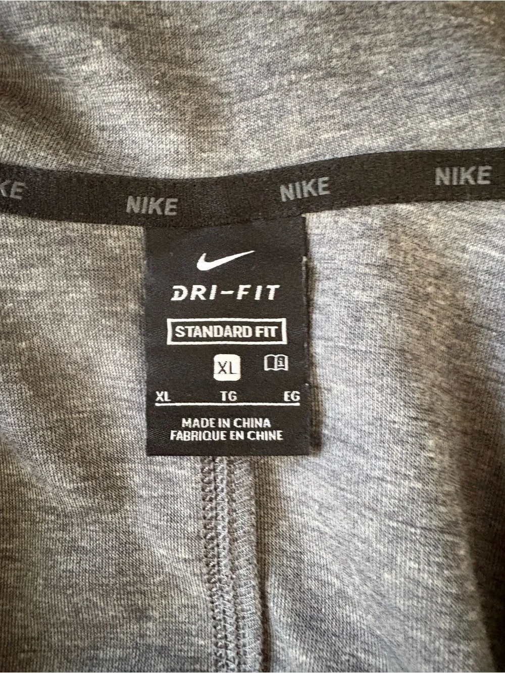 Nike Dri-FIT Gray Full Zip Hoodie Size XL